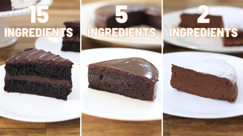 2 Ingredient Vs. 5 Ingredient Vs. 15 Ingredient Chocolate Cake