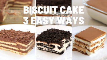 Biscuit Cake - 3 Easy Ways | Layered Biscuit Cake Recipes